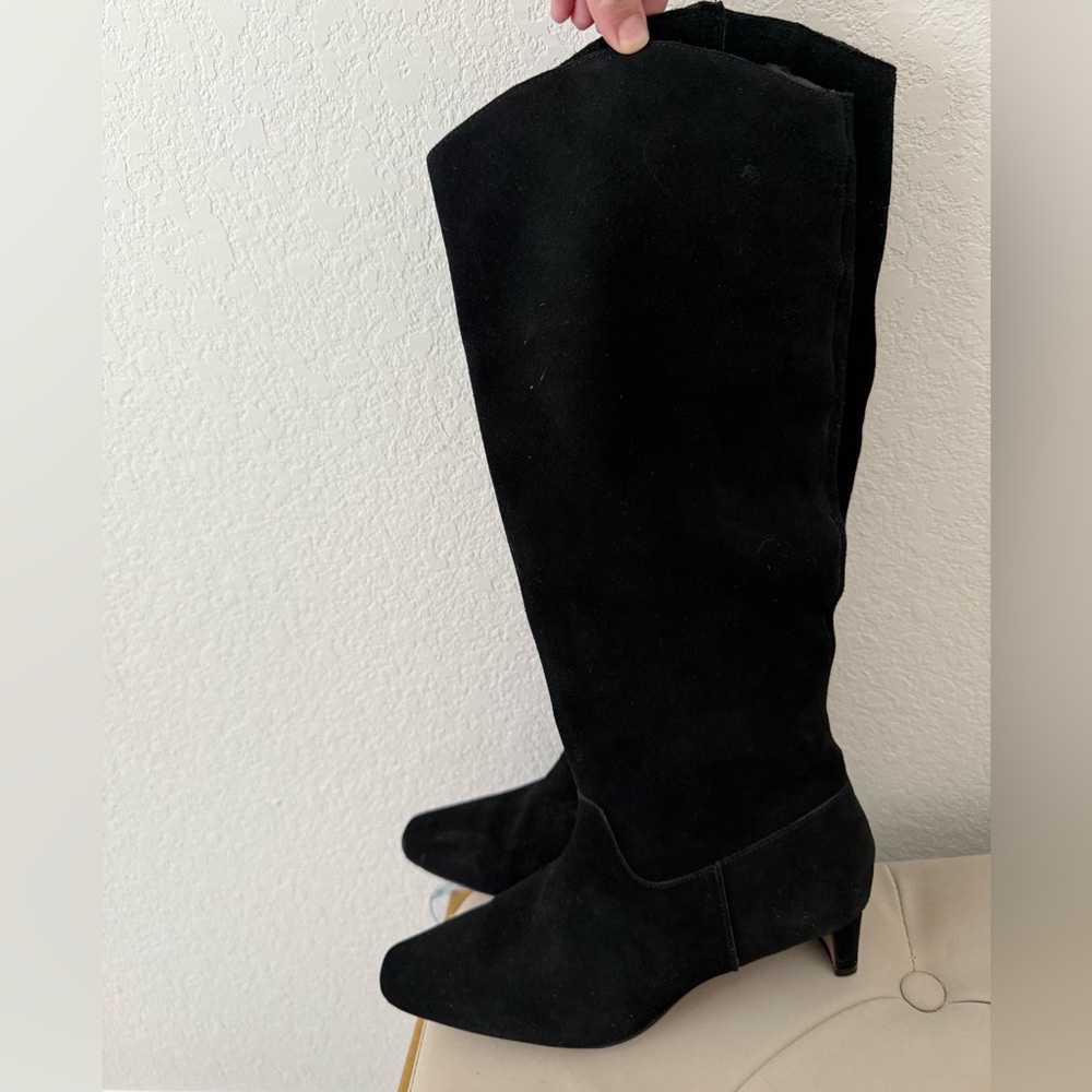 Tahari Black Suede Heeled Boots